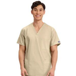Cherokee Workwear Unisex 3-Pocket V-Neck Scrub Top 4876 Khaki